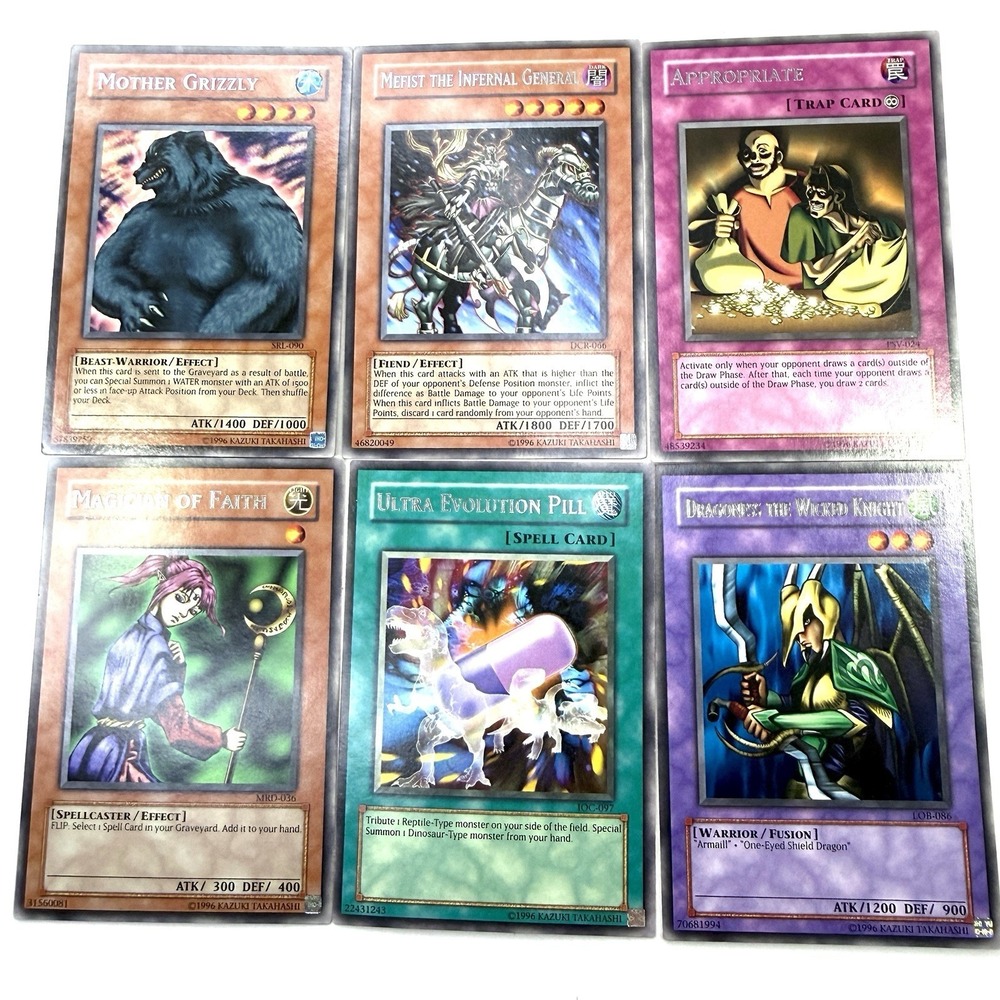 Yu-Gi-Oh Holo Card Lot 6 MRD LOB PSV DCR IOC Magician of Faith Rare
